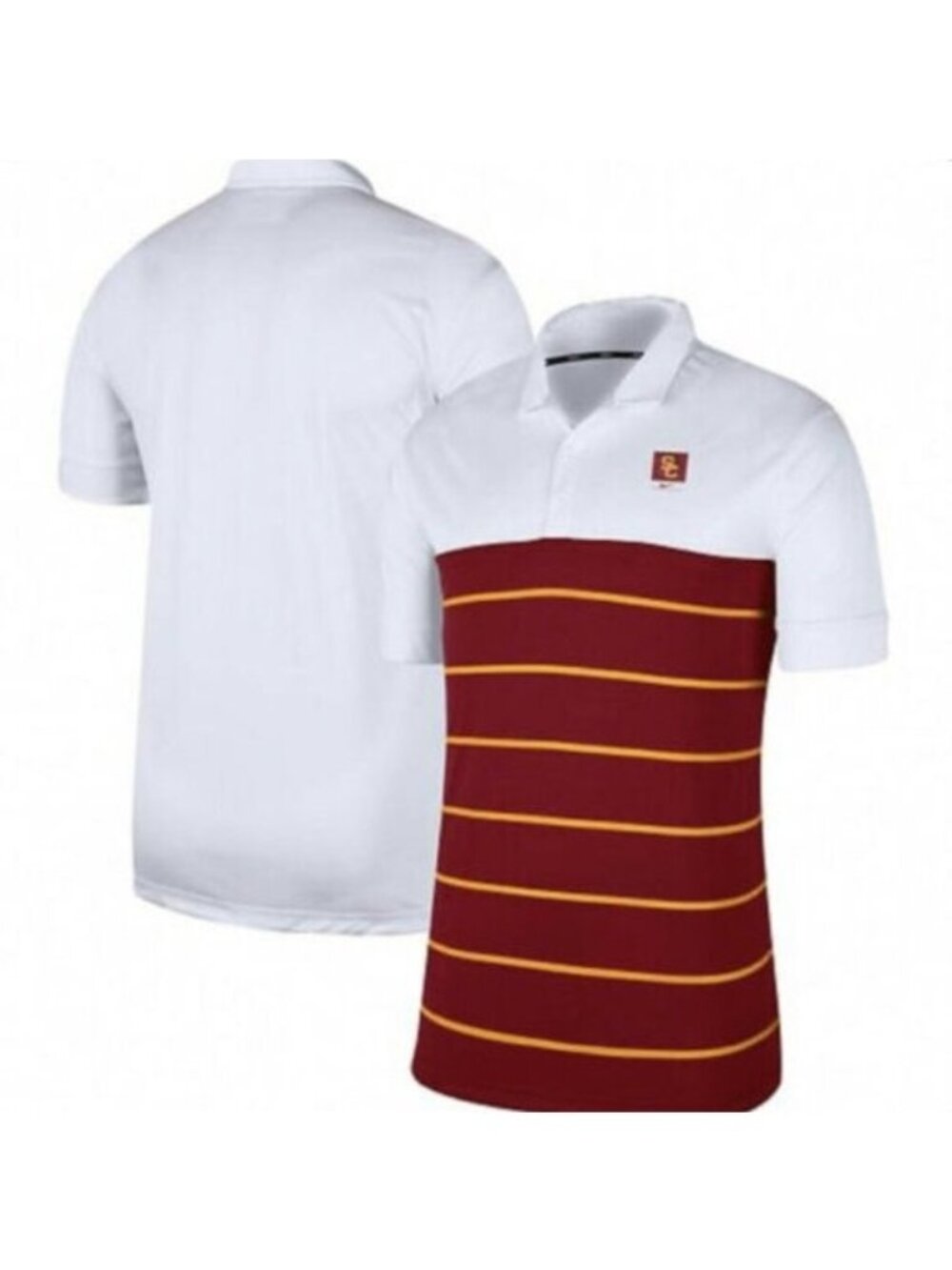USC Trojans Striped Golf Polo Shirt, Size Medium